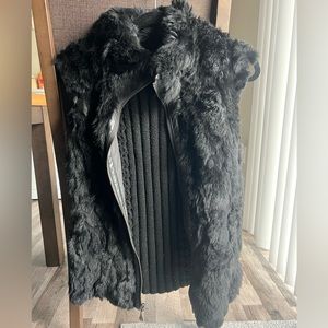 Belle Fare Reversible Rabbit Fur Vest with Wool Back